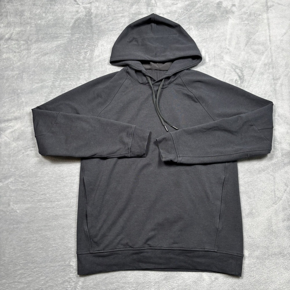 Lululemon Mens City Sweat Pullover Hoodie Black Medium Raglan Sweatshirt